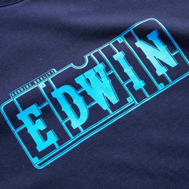 【EDWIN】男女裝 網路獨家↘模型LOGO短袖T恤(丈青色)