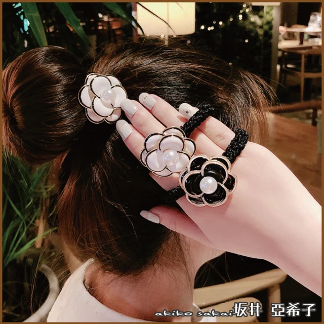 【Akiko Sakai】珍珠花蕊滴釉山茶花造型髮圈