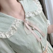 【BBHONEY】法式蕾絲娃娃領 珍珠扣 魚尾短洋(網美必備款)