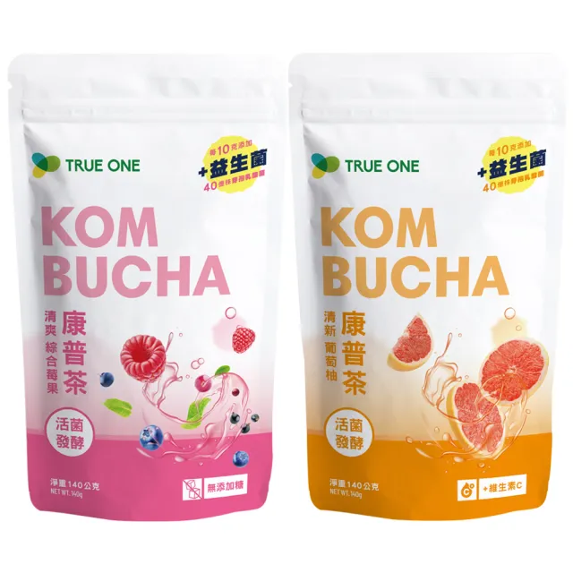 【食在加分】活菌發酵康普茶 140公克/袋-綜合兩袋組(100%天然發酵康普茶)