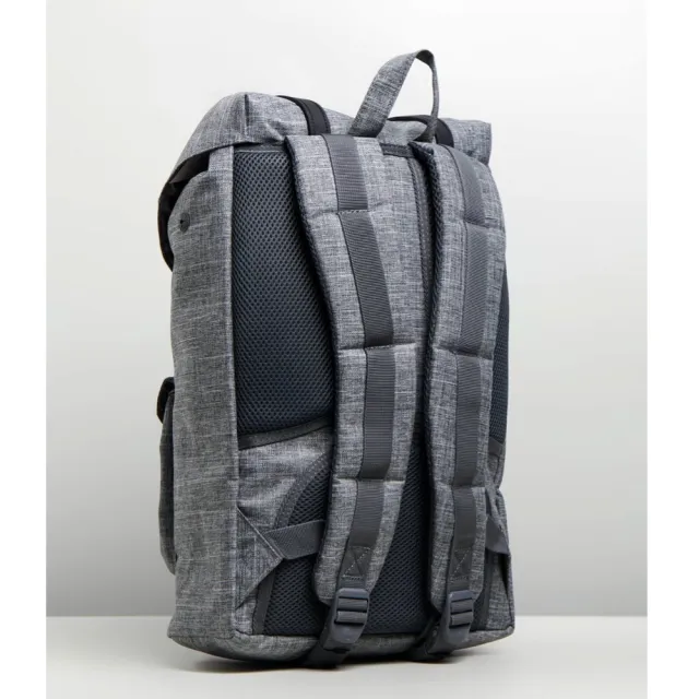 【Herschel】Little America 中型 灰黑 筆電夾層 大容量 帆布 背包 後背包(磁扣 橡膠帶)