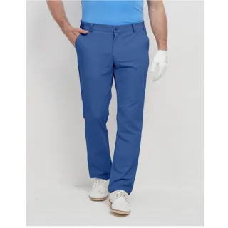 【GoPlayer】男彈性腰高爾夫長褲-灰藍(高爾夫球褲 彈性透氣 運動休閒長褲)