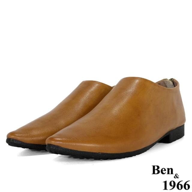 【Ben&1966】高級頭層擦色牛皮流行尖頭包鞋-太妃糖棕