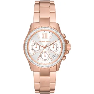 【Michael Kors】MK Everest 三眼計時時尚晶鑽女錶-36mm 禮物 送禮(MK7213)