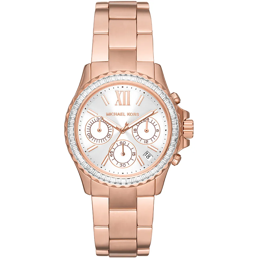 【Michael Kors】MK Everest 三眼計時時尚晶鑽女錶-36mm 雙11 優惠(MK7213)