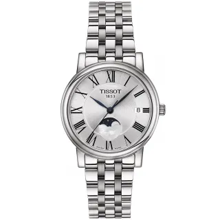 【TISSOT 天梭】Carson 羅馬月相石英女錶-32mm 中秋賞月(T1222231103300)