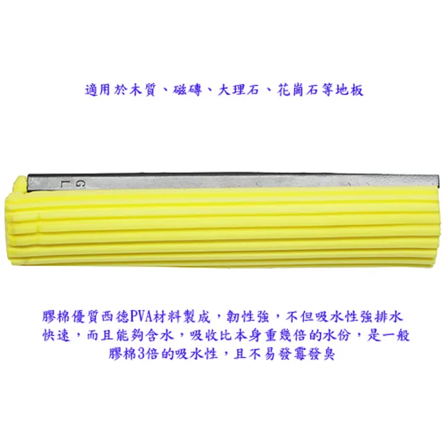 【月陽】超值2入鋁擠超硬桿超強吸水西德PVA膠棉拖把的拖頭(5001772)