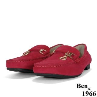 【Ben&1966】高階頭層羊皮流行D釦休閒包鞋-紅