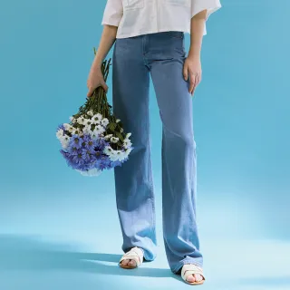 【BRAPPERS】女款 冰膚美丹寧系列-冰膚美高腰微彈寬直筒褲(淺藍)