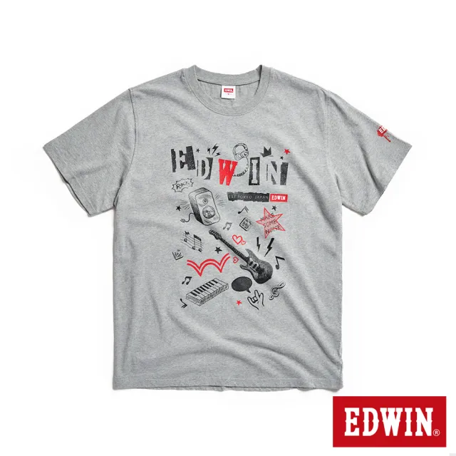 【EDWIN】男裝 EDGE搖滾元素短袖T恤(麻灰色)