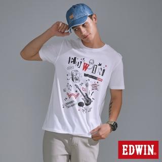 【EDWIN】男裝 EDGE搖滾元素短袖T恤(白色)