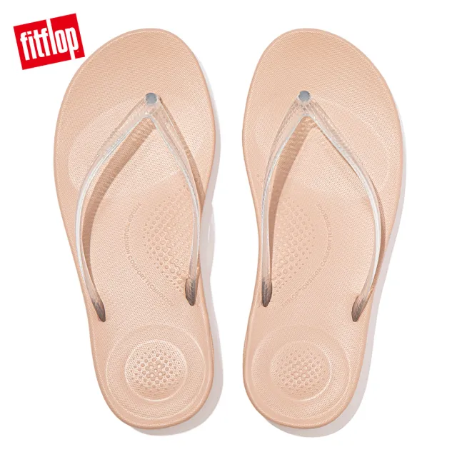 【FitFlop】iQUSHION TRANSPARENT FLIP-FLOPS輕量人體工學夾腳涼鞋-女(米色)