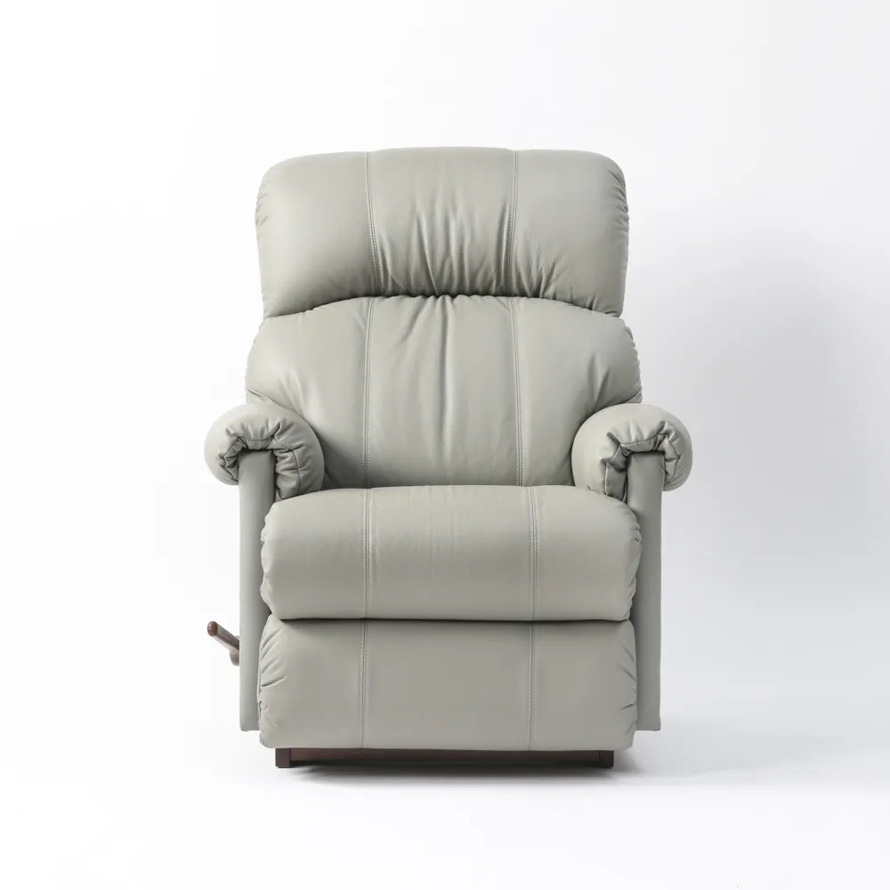 HOLA】La-Z-Boy 單人全牛皮沙發/搖椅式休閒椅皮沙發-灰色(皮沙發-灰色 
