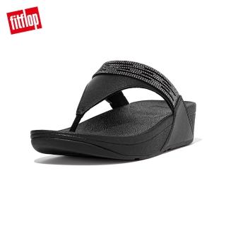 【FitFlop】LULU LASERCRYSTAL LEATHER TOE-POST SANDALS 雷射雕刻及水鑽造型夾腳涼鞋-女(靚黑色)