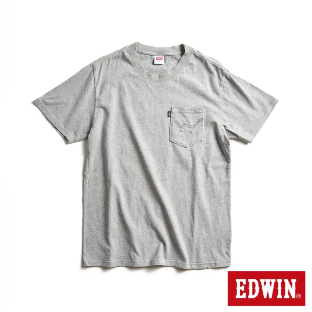 【EDWIN】男裝 EDGE口袋短袖T恤(麻灰色)
