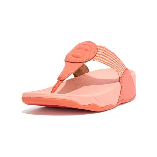 【FitFlop】WALKSTAR FINESTRIPE WEBBING TOE-POST SANDALS經典復刻LOGO夾腳涼鞋-女(珊瑚橙色)