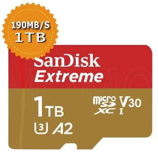 【SanDisk 晟碟】Extreme microSDXC V30 A2 1TB 190MB/s記憶卡(平行輸入)