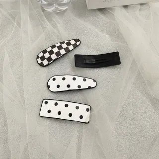 【小飾集】黑白髮夾 撞色髮夾/法式復古黑白撞色主題造型髮夾 邊夾(4款任選)