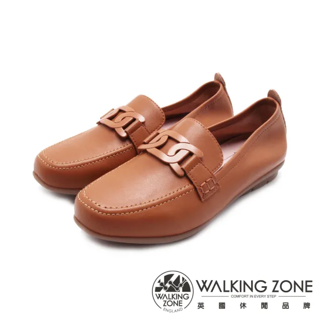 【WALKING ZONE】女 鏈型氣質莫卡辛鞋 女鞋(卡其色)