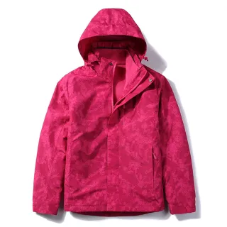 【DZRZVD 杜戛地】97002女款兩件式外套 玫紅迷彩印花(防風.擋雨.保暖三合一沖鋒衣)