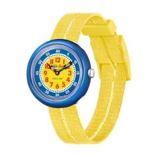 【Flik Flak】兒童手錶 復古 黃 RETRO YELLOW 兒童錶 編織錶帶 瑞士錶 錶(31.85mm)