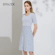 【EPISODE】氣質修身拼接幾何印花短袖針織洋裝122379（淺藍）