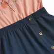【OUWEY 歐薇】小花點刺繡鬆緊假兩件雪紡洋裝(深藍色；S-L；3222067046)