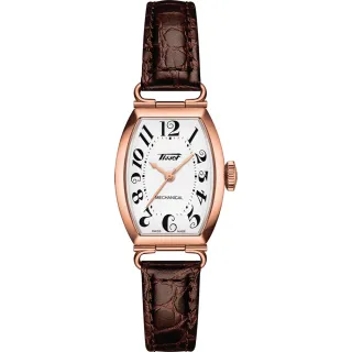 【TISSOT 天梭】官方授權 Heritage Porto 酒桶型手動上鍊機械女錶 開學(T1281613601200)