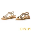 【ORIN】波希米亞水鑽真皮涼鞋(米色)
