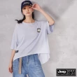 【JEEP】女裝 天絲棉涼感寬版五分袖T恤(水藍)