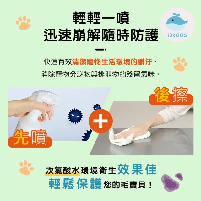 【BUBUPETTO】毛小孩次氯酸水家用瓶350ml-2瓶+隨身瓶70ml-2瓶(次氯酸水 衛生 居家 貓 狗 毛小孩)