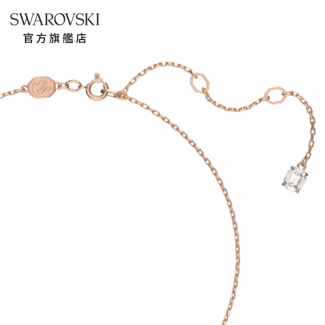 【SWAROVSKI 官方直營】Constella 鏈墜圓形切割 白色 鍍玫瑰金色調 交換禮物