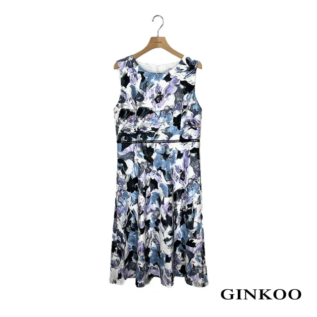 【GINKOO 俊克】水彩風格花卉洋裝