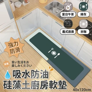 【JOJOGO】抗菌除臭吸水防油硅藻土廚房軟墊(軟式珪藻土/吸水踏墊/防滑地墊)