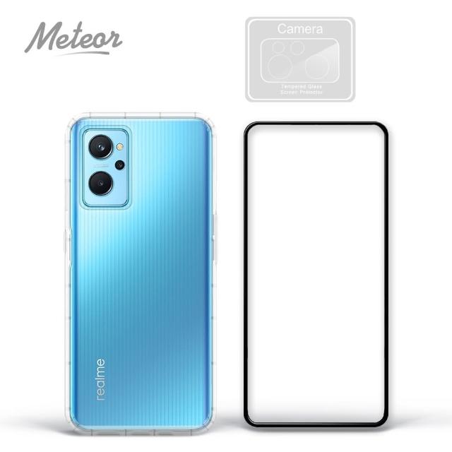 【Meteor】realme 9i 手機保護超值3件組(透明空壓殼+鋼化膜+鏡頭貼)