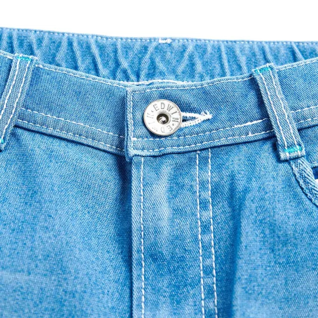 【EDWIN】女裝 JERSEY 冰河玉寬鬆短褲(石洗藍)