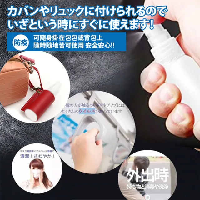 【Sayaka 紗彌佳】酒精噴霧HDPE材質隨身瓶+便攜皮革掛繩套組-2入組(防疫必備-可掛在包包上使用方便)