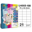 【彩之舞】進口3合1白色標籤 100張/盒 A4-21格直角-3x7/U4668-100(貼紙、標籤紙、A4)