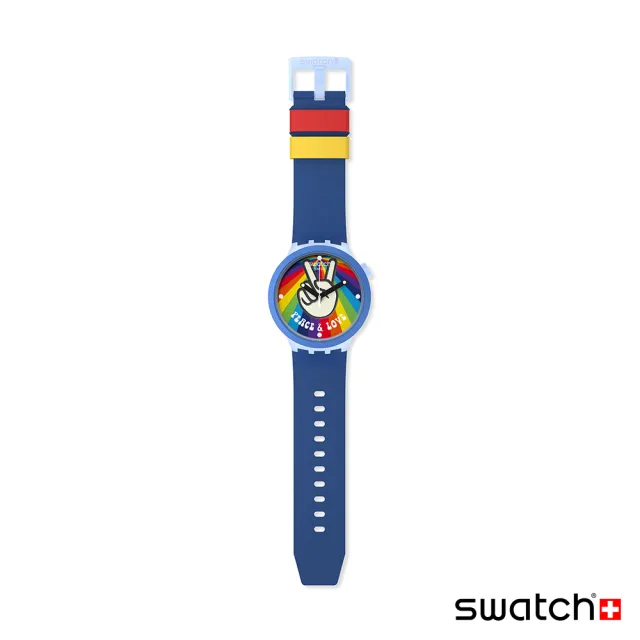 【SWATCH】BIG BOLD系列手錶 PEACE HAND LOVE 愛與和平 男錶 女錶 瑞士錶 錶(47mm)