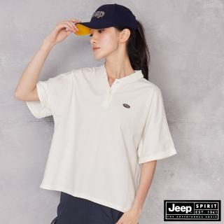 【JEEP】女裝 休閒寬版短袖POLO衫(白)