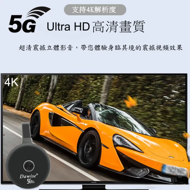 【DW 達微科技】圓形款4K超高清 四核心Dawise-5G雙頻全自動無線影音鏡像器(附4大好禮)