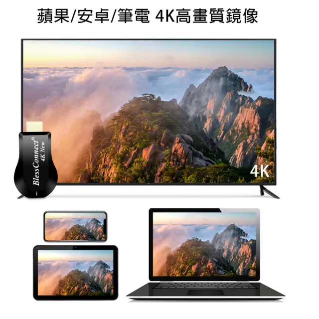 【DW 達微科技】4K New影音真享樂 四核心BlessConnect雙頻5G全自動無線HDMI影音鏡像器(附4大好禮)