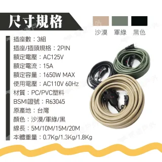 【ADAMOUTDOOR】戶外延長動力線_15M(悠遊戶外)