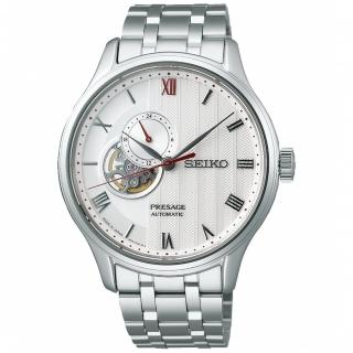 【SEIKO 精工】Presage 絕對風範時尚紳士開芯機械男錶-白x銀/41.8mm 雙12限定(SSA443J1/4R39-00W0S)