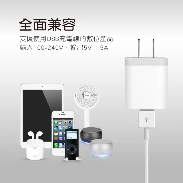 【KINYO】7.5W單孔USB充電器(CUH-5305)