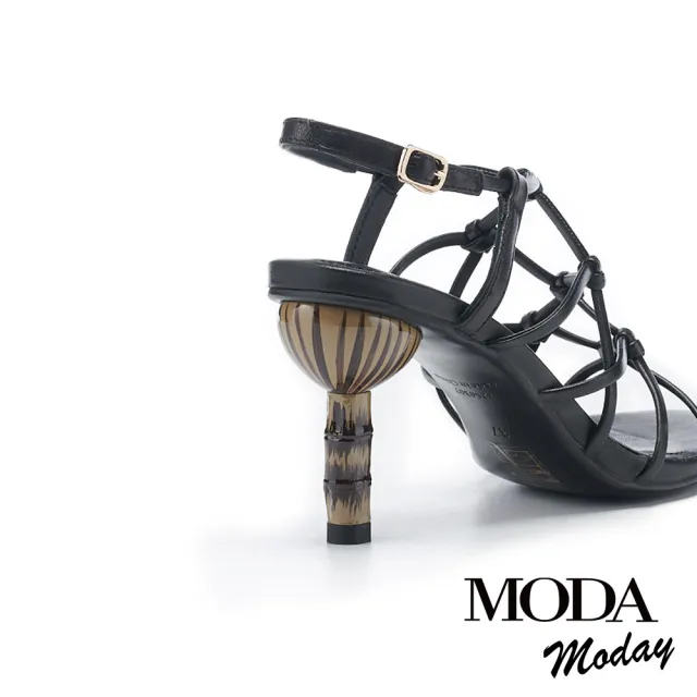 【MODA Moday】獨特優雅自然風編織後繫帶高跟涼鞋(黑)
