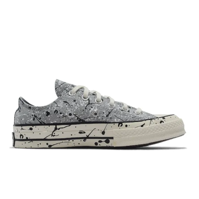 【CONVERSE】帆布鞋 Chuck 70 Low 1970 灰 白 潑漆 三星標 男女鞋 休閒鞋(A01172C)