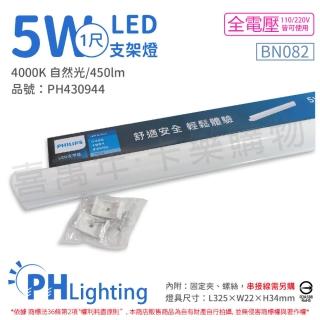 【Philips 飛利浦】2入 易省 BN082 LED 5W 4000K 自然光 1尺 全電壓 支架燈 層板燈 _ PH430944