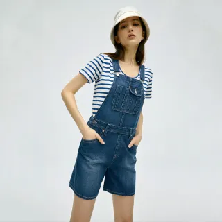 【BRAPPERS】女款 冰膚美丹寧系列-冰膚美微彈吊帶短褲(深藍)