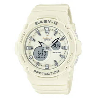 【CASIO 卡西歐】電子錶CASIO BABY-G 雙顯女錶 樹脂錶帶 防水100米 米白 BGA-275(BGA-275-7A)